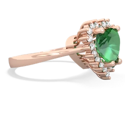 Lab Emerald Sparkling Halo Heart 14K Rose Gold ring R0391