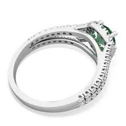 Lab Emerald Pave Halo 14K White Gold ring R5490