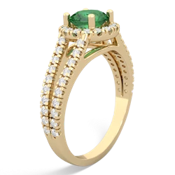 Lab Emerald Pave Halo 14K Yellow Gold ring R5490