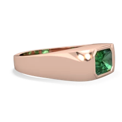 Lab Emerald Men's Emerald-Cut Bezel 14K Rose Gold ring R0410