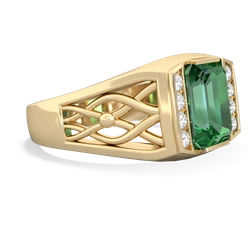 Lab Emerald Men's Vine 14K Yellow Gold ring R0490