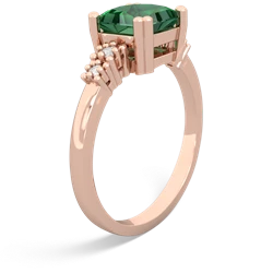 Lab Emerald Art Deco Princess 14K Rose Gold ring R2014