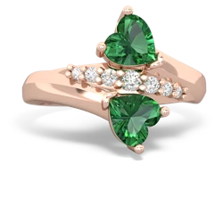 Lab Emerald Heart To Heart 14K Rose Gold ring R2064