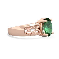 Lab Emerald Art Deco Filigree 14K Rose Gold ring R2322