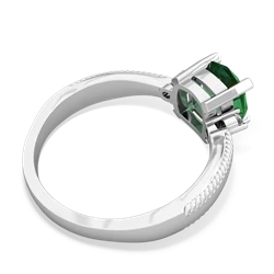 Lab Emerald Cushion Rope 14K White Gold ring R2484