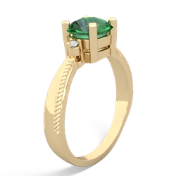 Lab Emerald Cushion Rope 14K Yellow Gold ring R2484