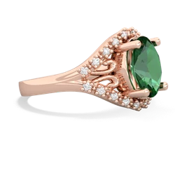 Lab Emerald Antique Style Cocktail 14K Rose Gold ring R2564