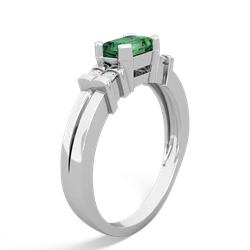 Lab Emerald Art Deco East-West 14K White Gold ring R2590