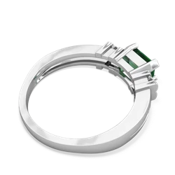 Lab Emerald Art Deco East-West 14K White Gold ring R2590