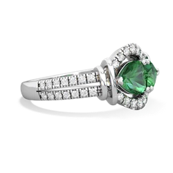 Lab Emerald Art-Deco Keepsake 14K White Gold ring R5630