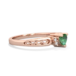 Lab Emerald Filligree Scroll Heart 14K Rose Gold ring R2429