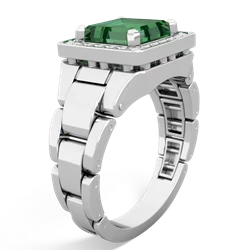 Lab Emerald Men's Watch 14K White Gold ring R0510