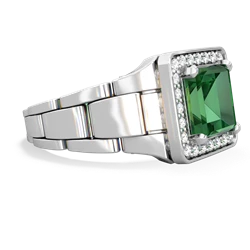 Lab Emerald Men's Watch 14K White Gold ring R0510