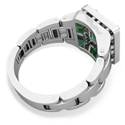 Lab Emerald Men's Watch 14K White Gold ring R0510