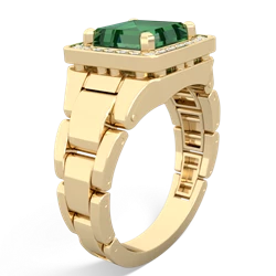 Lab Emerald Men's Watch 14K Yellow Gold ring R0510