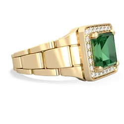 Lab Emerald Men's Watch 14K Yellow Gold ring R0510