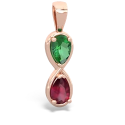 Lab Emerald Infinity 14K Rose Gold pendant P5050