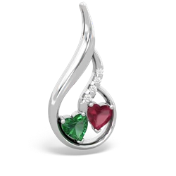 Lab Emerald Keepsake Curves 14K White Gold pendant P5450