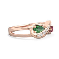 Lab Emerald Diamond Infinity 14K Rose Gold ring R5390