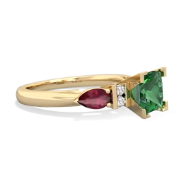 Lab Emerald 6Mm Princess Eternal Embrace Engagement 14K Yellow Gold ring C2002