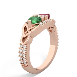 Lab Emerald Sparkling Celtic Knot 14K Rose Gold ring R2645