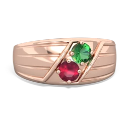 Lab Emerald Men's Streamline 14K Rose Gold ring R0460