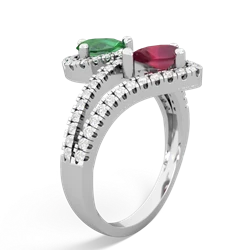 Lab Emerald Diamond Dazzler 14K White Gold ring R3000