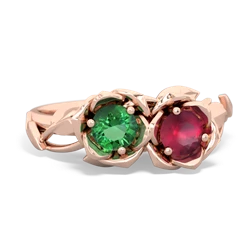 Lab Emerald Rose Garden 14K Rose Gold ring R5510