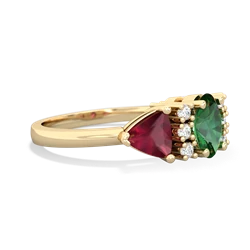 Lab Emerald Antique Style Three Stone 14K Yellow Gold ring R2186