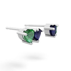 Lab Emerald Sweethearts 14K White Gold earrings E5260