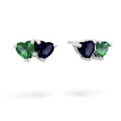 Lab Emerald Sweethearts 14K White Gold earrings E5260