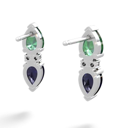 Lab Emerald Bowtie Drop 14K White Gold earrings E0865