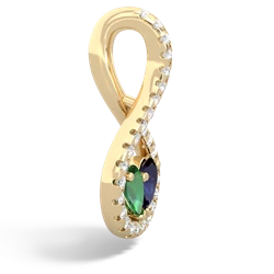 Lab Emerald Pave Twist 'One Heart' 14K Yellow Gold pendant P5360