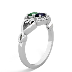 Lab Emerald Love Nest 14K White Gold ring R5860