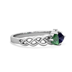 Lab Emerald Heart To Heart Braid 14K White Gold ring R5870