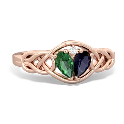 Lab Emerald Celtic Love Knot 14K Rose Gold ring R5420