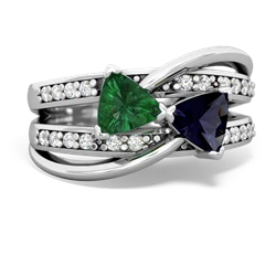 Lab Emerald Bowtie 14K White Gold ring R2360