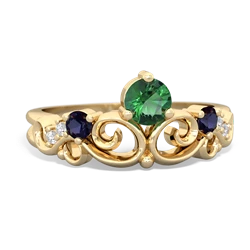 Lab Emerald Crown Keepsake 14K Yellow Gold ring R5740