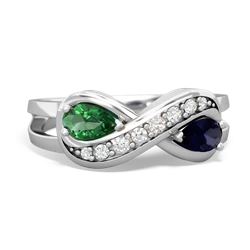 Lab Emerald Diamond Infinity 14K White Gold ring R5390