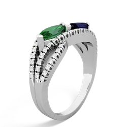 Lab Emerald Diamond Rivers 14K White Gold ring R3070