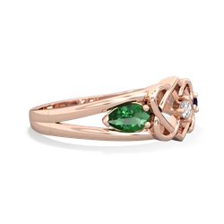 Lab Emerald Hearts Intertwined 14K Rose Gold ring R5880