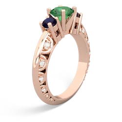 Lab Emerald Art Deco Eternal Embrace Engagement 14K Rose Gold ring C2003