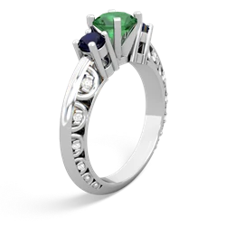 Lab Emerald Art Deco Eternal Embrace Engagement 14K White Gold ring C2003