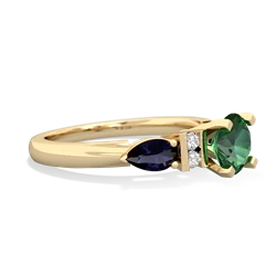 Lab Emerald 6Mm Round Eternal Embrace Engagement 14K Yellow Gold ring R2005