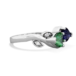 Lab Emerald Floral Elegance 14K White Gold ring R5790