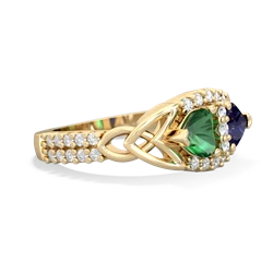 Lab Emerald Sparkling Celtic Knot 14K Yellow Gold ring R2645