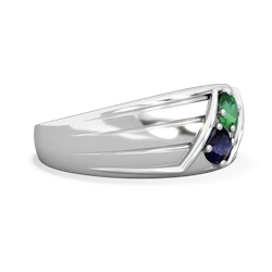 Lab Emerald Men's Streamline 14K White Gold ring R0460