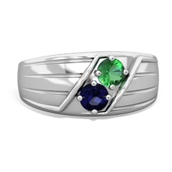 Lab Emerald Men's Streamline 14K White Gold ring R0460