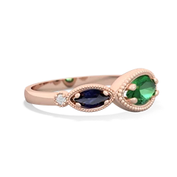 Lab Emerald Milgrain Marquise 14K Rose Gold ring R5700