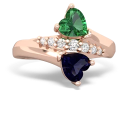 Lab Emerald Heart To Heart 14K Rose Gold ring R2064